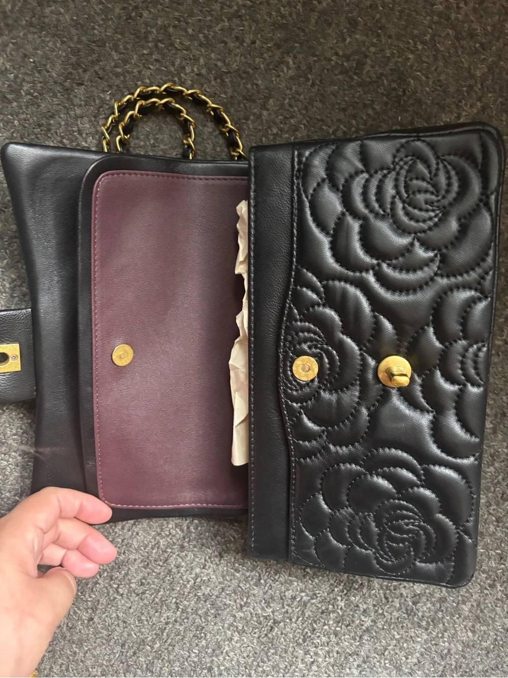 Imperfect Item Fashion Quilted Floral Rose Chain Shoulder Bag DISCOUNT